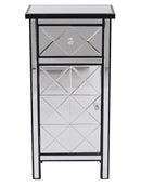 Mirrors Black Mirror - 20" X 13" X 39'.76" Black MDF, Wood, Mirrored Glass Tall Accent Cabinet with Beveled Mirror Drawer and Door HomeRoots