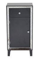 Mirrors Black Mirror - 23" X 20'.5" X 41'.5" Black MDF, Wood, Mirrored Glass Accent Cabinet with a Drawer and a Mirrored Door HomeRoots