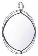 Mirrors Black Mirror - 29.9" x 1" x 35.4" Black, Steel, Mirror & MDF, Round Mirror HomeRoots