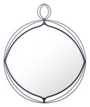 Mirrors Black Mirror - 29.9" x 1" x 35.4" Black, Steel, Mirror & MDF, Round Mirror HomeRoots