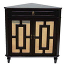 Mirrors Black Mirror - 31" X 17" X 32" Black MDF, Wood, Mirrored Glass Corner Cabinet with a Drawer and Doors HomeRoots