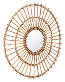 Mirrors Circle Mirror - 29.9" x 1.6" x 29.9" Brown, Mirror, Rattan, Round Mirror HomeRoots