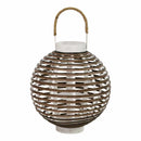 Mirrors Decorative Mirrors - 12.5" X 12.5" X 19.25" White Reddish Brown Bamboo Wood Rope Mirror HomeRoots