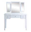 Mirrors Makeup Mirror 19" X 43" X 54" Tan Fabric White Wood Mirror Upholstered (Seat) Vanity Set 7470 HomeRoots