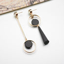 MissCyCy Fashion Asymmetry Gold Color Rhinestone Long Earrings For Women Personality Black Acrylic Pendant Drop Earrings-Antique Gold Plated-JadeMoghul Inc.