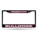 Black License Plate Frame Mississippi State Black Laser Chrome Frame