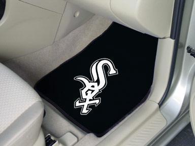 Rubber Car Mats MLB Chicago White Sox 2-pc Carpeted Front Car Mats 17"x27"