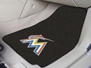 Rubber Car Mats MLB Miami Marlins 2-pc Carpeted Front Car Mats 17"x27"