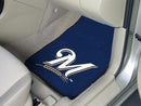 Rubber Car Mats MLB Milwaukee Brewers 2-pc Carpeted Front Car Mats 17"x27"