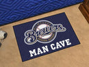 Indoor Outdoor Rugs MLB Milwaukee Brewers Man Cave Starter Rug 19"x30"