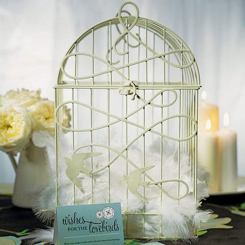 Modern Decorative Birdcage with Birds in Flight - Ivory (Pack of 1)-Wedding Reception Accessories-JadeMoghul Inc.