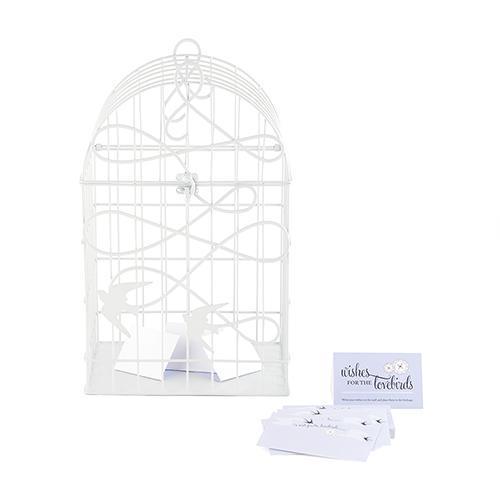 Modern Decorative Birdcage with Birds in Flight - White (Pack of 1)-Wedding Reception Accessories-JadeMoghul Inc.