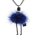 Modern Design Doll Necklace Long Chain Pendant Rhinestone Necklaces Women Girl Crystal Bag Statement Jewelry Feather Fitting-Blue-JadeMoghul Inc.