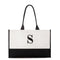 Modern Initial Colorblock Tote - Black Letter "A" (Pack of 1)-Personalized Gifts for Women-JadeMoghul Inc.