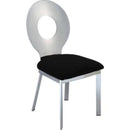 Modern Metal Side Chair with Curved Cutout Backrest, Set of 2, Black and Silver-Accent Chairs-Black and Silver-Metal and Fabric-JadeMoghul Inc.