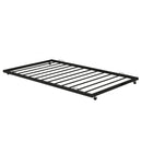 Modern Metal Twin Trundle With 14 Slats, Black-Bedroom Furniture Sets-Black-Metal-JadeMoghul Inc.