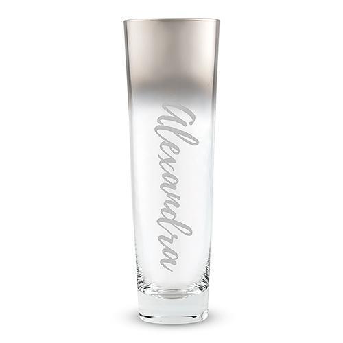 Modern Stemless Flute with Silver Ombre Fade - Calligraphy Text Etching Silver (Pack of 1)-Personalized Gifts By Type-JadeMoghul Inc.