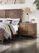 Modern Style 3 Drawers Wood Nightstand By Andria, Brown-Nightstands and Bedside Tables-Brown-Acacia Wood-JadeMoghul Inc.