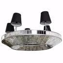 Modern Style Glass and MDF 5-light Chandelier, Silver and Black-Chandeliers-Silver and Black-MDF?MIRROR-JadeMoghul Inc.