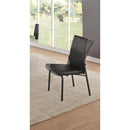 Modern Style Metal Side Chair With Leatherette Padded Seat, Black, Set of 2-Accent Chairs-Black-Metal and Polyurethane-JadeMoghul Inc.
