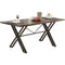 Modern Style Wooden Dining Table With Cross Legs Metal Base, Gray and Brown-Dining Furniture-Brown and Gray-Metal and Wood-JadeMoghul Inc.