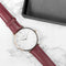 Modern - Vintage Personalised Leather Watch in Berry Red