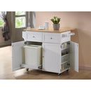 Modish Dual Tone Wooden Kitchen Cart, Brown And White-Kitchen Islands and Kitchen Carts-Brown And White-Wood-JadeMoghul Inc.