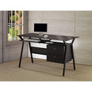Modish Metal Computer Desk with Two Storage Drawers, Black-Desks and Hutches-Black-Metal-JadeMoghul Inc.