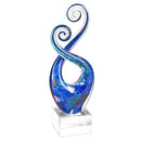 Living Room Decor - Monet Murano Style Art Glass Swirl Centerpiece on Crystal Base 10"