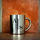 Custom Mugs Monogram Stylised Initial Silver Outdoor Mug