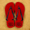 Christmas Present Ideas Monogrammed Flip Flops in Red and Grey
