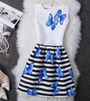 Mother Daughter Dresses 2017 New Girls Vintage Printed Spring Dress Family Matching Dress Mother Daughter Clothes Mae e Filha-Blue-6T-JadeMoghul Inc.