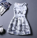 Mother Daughter Dresses 2017 New Girls Vintage Printed Spring Dress Family Matching Dress Mother Daughter Clothes Mae e Filha-Grey-6T-JadeMoghul Inc.