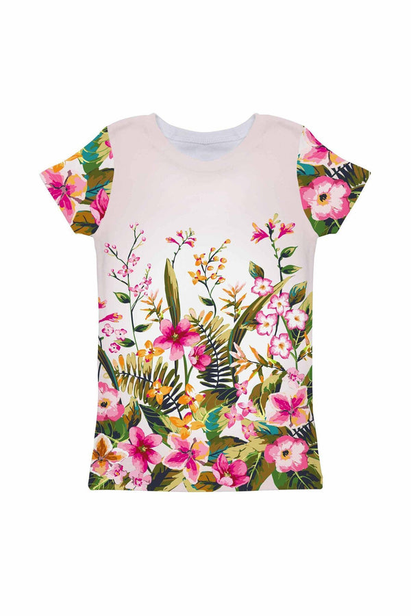 Mountain Garden Zoe White Floral Print Eco T-Shirt - Girls-Mountain Garden-18M/2-White/Pink/Green-JadeMoghul Inc.