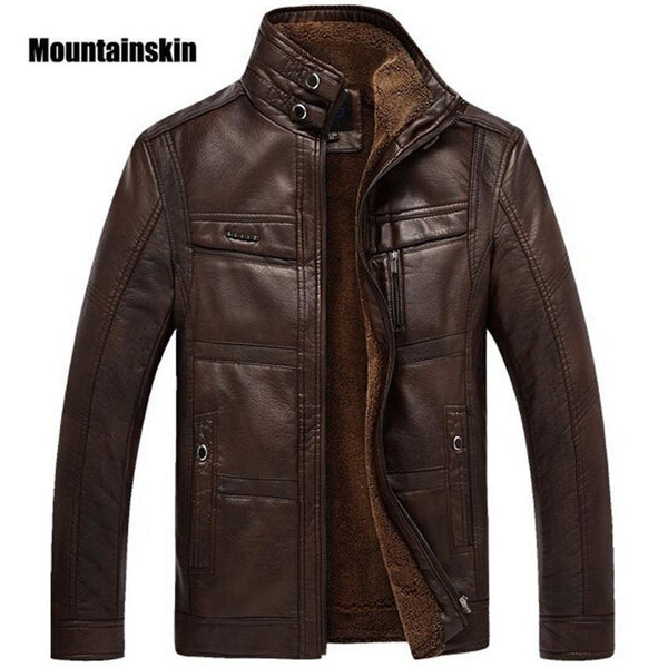 Mountainskin Leather Jacket Men Coats 5XL Brand High Quality PU Outerwear Men Business Winter Faux Fur Male Jacket Fleece EDA113-Black Coffee-M-JadeMoghul Inc.