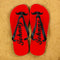 Moustache Style Personalised Flip Flops in Red