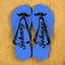 Moustache Style Personalised Flip Flops in Royal Blue