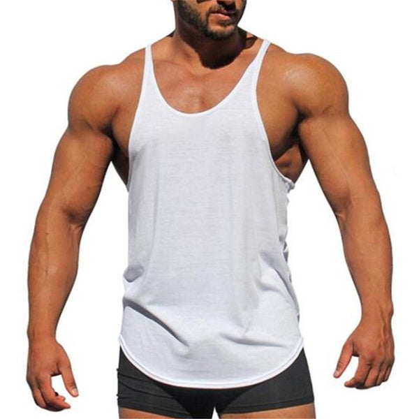 Muscleguys Brand Bodybuilding stringer tank tops men blank vest solid color gyms singlets fitness men vest sleeveless shirt-White-M-JadeMoghul Inc.
