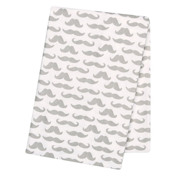 Mustaches Flannel Swaddle Blanket-WHIM-U-JadeMoghul Inc.