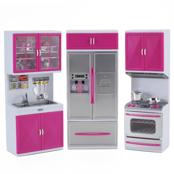 My Modern Kitchen Full Deluxe Kit Battery Operated Kitchen Playset: Refrigerator, Stove, Sink-Construction Set Toys-JadeMoghul Inc.