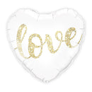Mylar Foil Helium Party Balloon Wedding Decoration - White and Gold Love Glitter Heart-Celebration Party Supplies-JadeMoghul Inc.