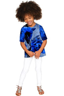 Mystery Sophia Blue Flower Print Sleeved Dressy Top - Girls-Mystery-18M/2-Blue/Grey-JadeMoghul Inc.