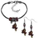 NCAA - Arizona St. Sun Devils Euro Bead Earrings and Bracelet Set-Jewelry & Accessories,College Jewelry,Arizona St. Sun Devils Jewelry-JadeMoghul Inc.