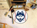 Round Rugs NCAA Connecticut Baseball Mat 27" diameter