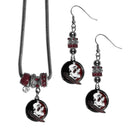NCAA - Florida St. Seminoles Euro Bead Earrings and Necklace Set-Jewelry & Accessories,College Jewelry,Florida St. Seminoles Jewelry-JadeMoghul Inc.