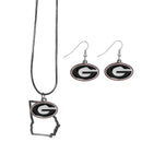 NCAA - Georgia Bulldogs Dangle Earrings and State Necklace Set-Jewelry & Accessories,College Jewelry,Georgia Bulldogs Jewelry-JadeMoghul Inc.