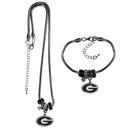 NCAA - Georgia Bulldogs Euro Bead Necklace and Bracelet Set-Jewelry & Accessories,College Jewelry,Georgia Bulldogs Jewelry-JadeMoghul Inc.