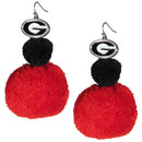 NCAA - Georgia Bulldogs Pom Pom Earrings-Jewelry & Accessories,College Jewelry,Georgia Bulldogs Jewelry-JadeMoghul Inc.