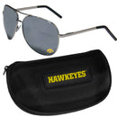 NCAA - Iowa Hawkeyes Aviator Sunglasses and Zippered Carrying Case-Sunglasses, Eyewear & Accessories,Sunglass & Accessory Sets,Aviator Sunglasses & Zippered Case,College Aviator Sunglasses Sunglasses & Zippered Case-JadeMoghul Inc.