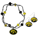 NCAA - Iowa Hawkeyes Dangle Earrings and Crystal Bead Bracelet Set-Jewelry & Accessories,College Jewelry,Iowa Hawkeyes Jewelry-JadeMoghul Inc.